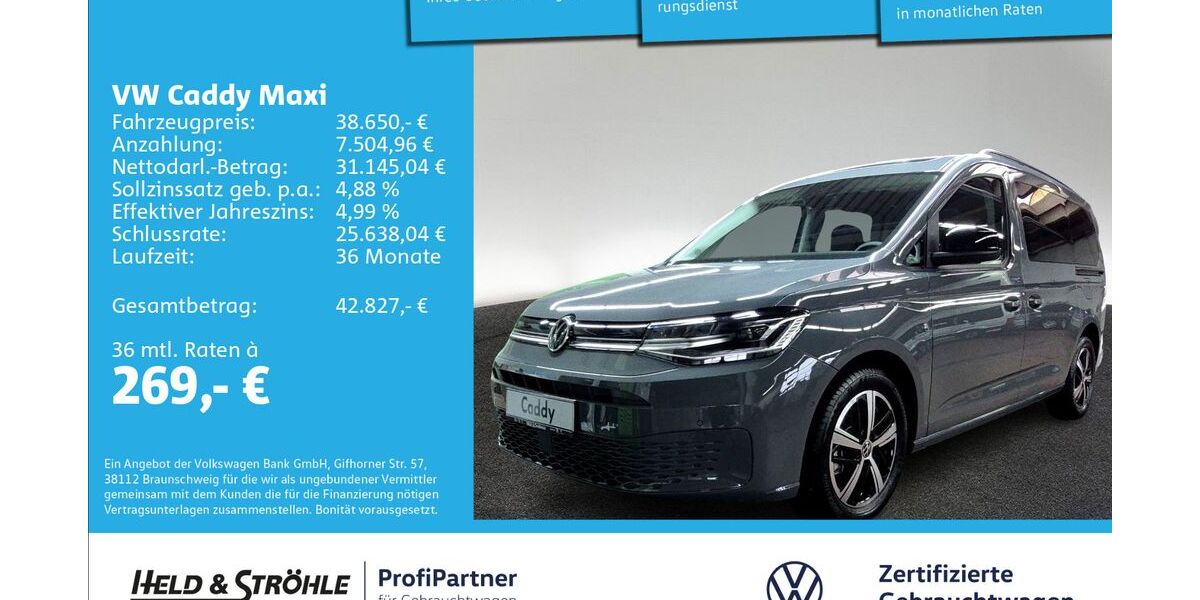VW Caddy Maxi 6.001 km 38.650 &euro; Ulm 89079